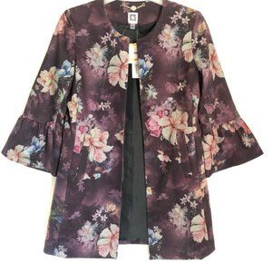 NWT Anne Klein floral print open front jacket